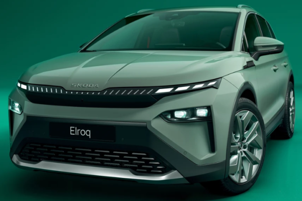 New Skoda Elroq 2026 electric SUV front design with LED headlights