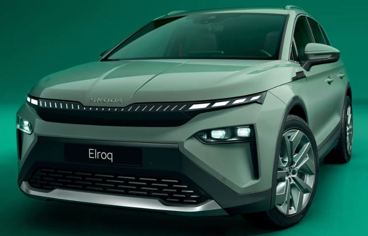New Skoda Elroq 2026 electric SUV front design with LED headlights