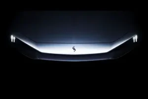 Nissan Skyline 2026 futuristic front view with LED headlights and sporty design