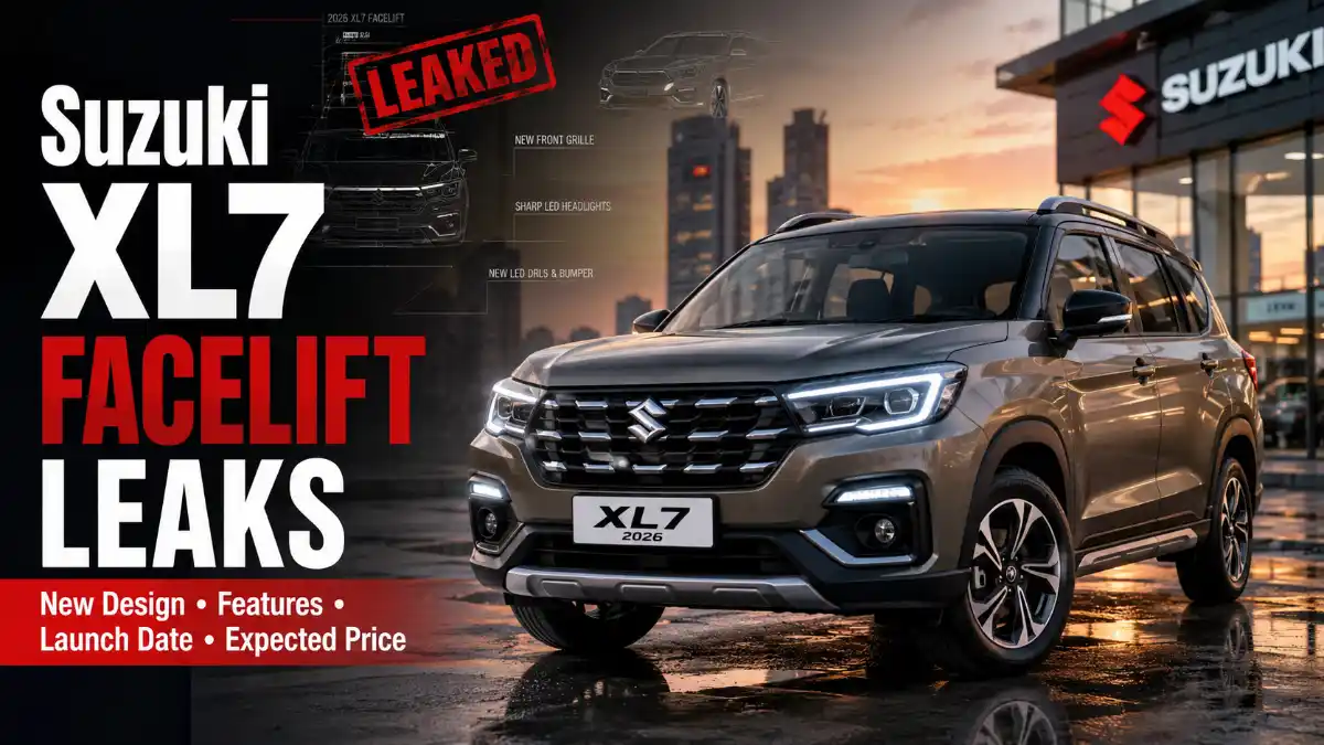 Suzuki XL7 Facelift Leaks 2026 featuring the new exterior design, LED headlights, premium SUV styling, expected launch date, features, and price.